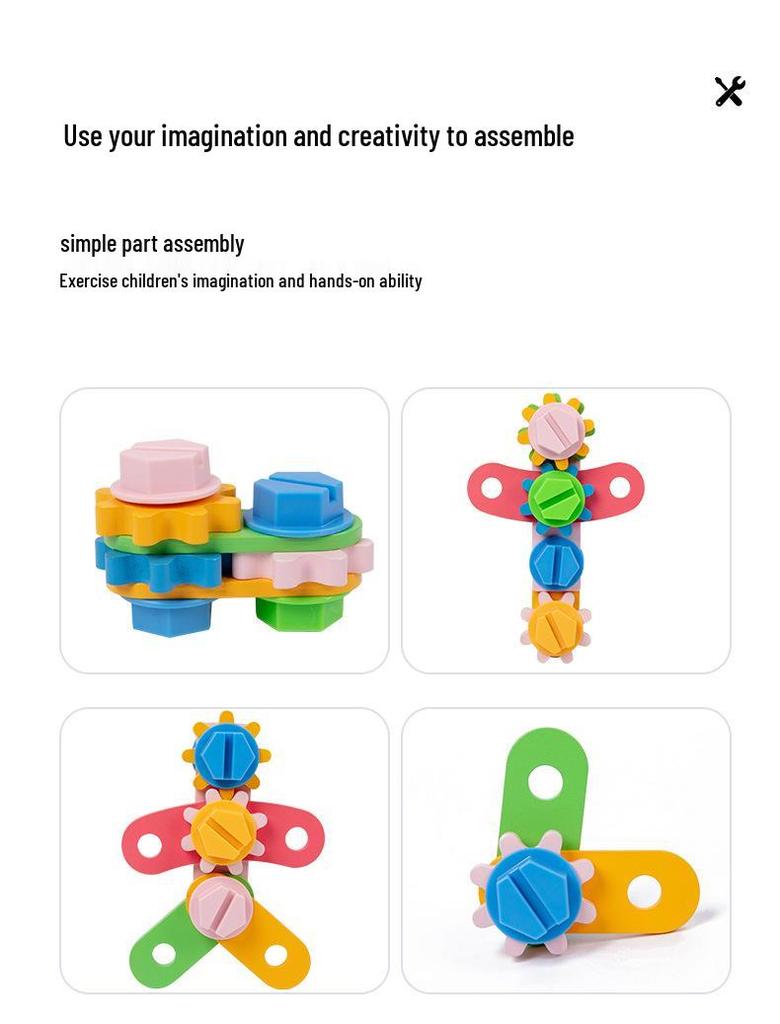 Children's Wooden Educational Screw Nut Toy: Portable Brain-Teasing Creative Tool Basket