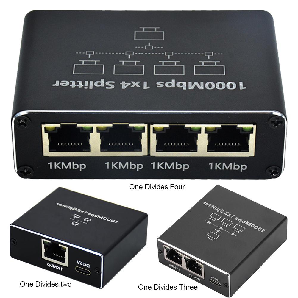 1 To 2/1 To 3/ 1 To 4 Ethernet Splitter with USB Power Cable 1000Mbps RJ45 LAN Switch Internet Splitter for Cat5/5e/6/7/8 Cable