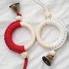 1PC Original wood color wood ring cotton rope bell pendant Japanese and Korean style wall hanging door handle car pendant