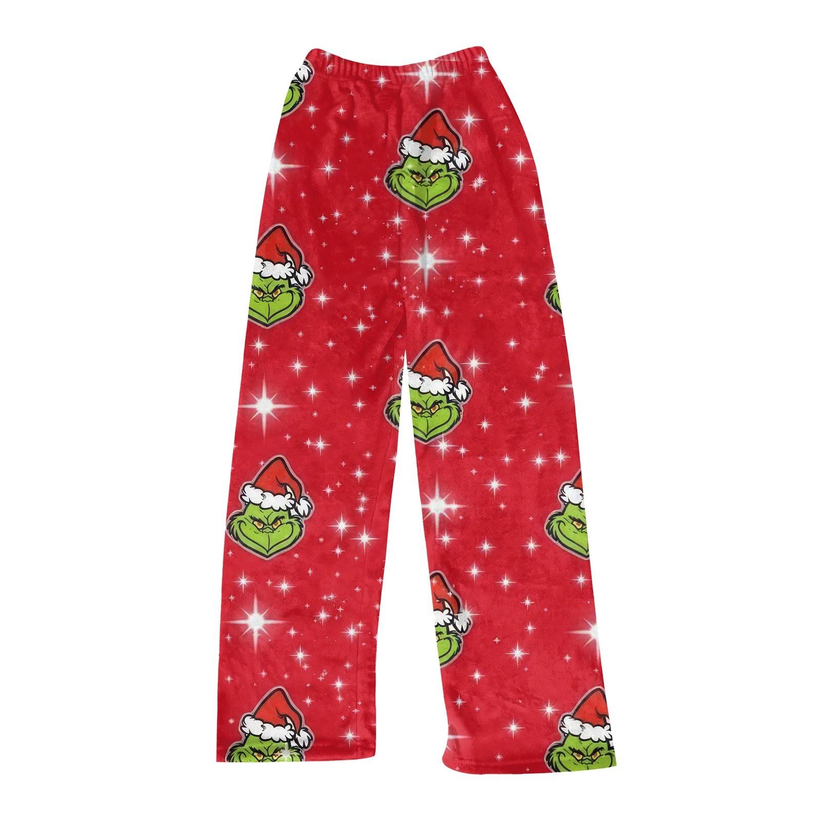 

Детские штаны с рождественским принтом, плюшевые повседневные штаны 160 красный