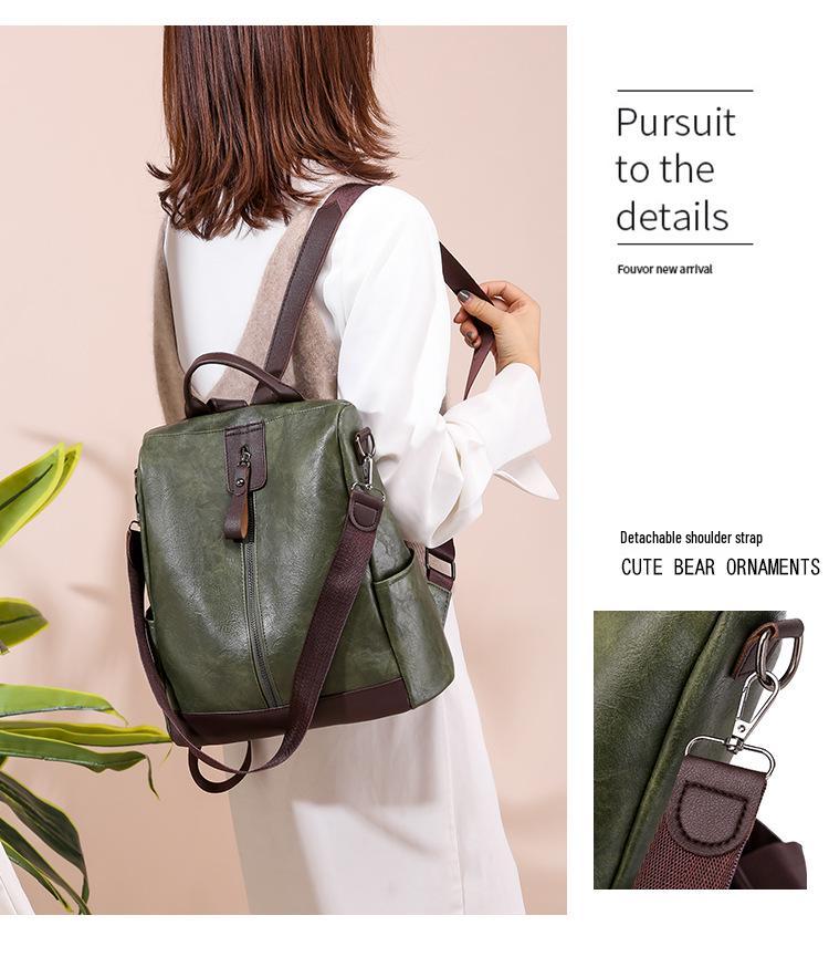 Dam Retro Anti-Stöld PU Ryggsäck - Casual Outdoor Travel Bag 2025