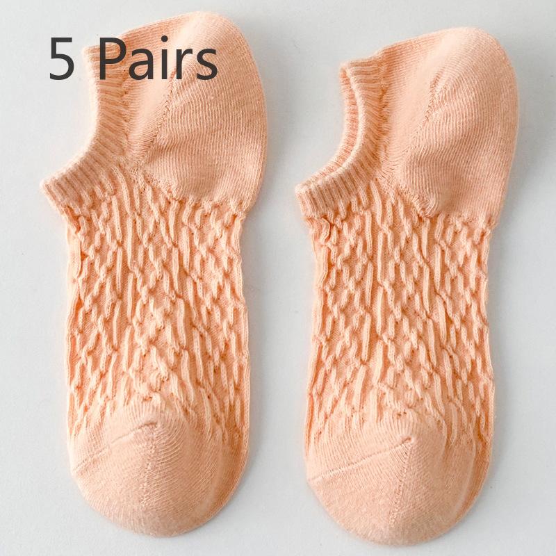 5 Pairs of New Female Spring and Summer Sweet Short Boat Socks