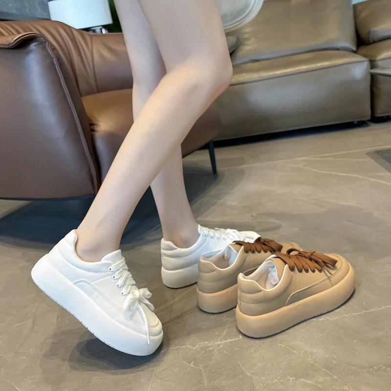 Yeni İlkbahar Sonbahar Günlük Moda Platform Taban Yükseltilmiş Kadın Spor Ayakkabıları Kaymaz Rahat Vulkanize Ayakkabılar HAYIR:M-1010