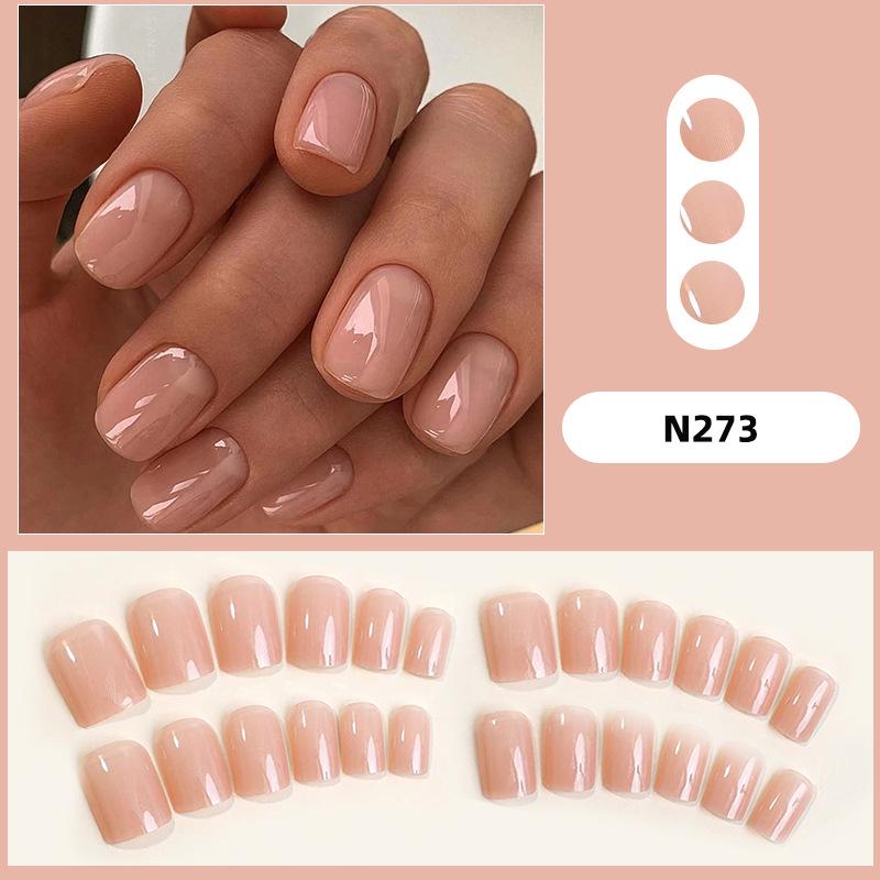 

Короткие минималистичные нюдовые накладные ногти – Съемный нейл-арт N273 [Glue Type]