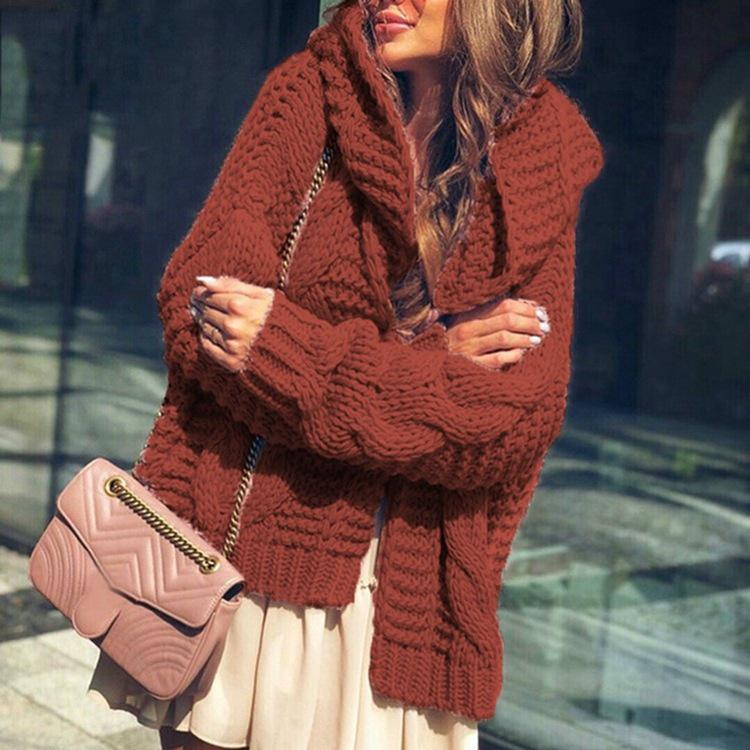 2025 Autumn/Winter Bestseller Women's Solid Color Chunky Cable Knit Cardigan Sweater - European and American Style