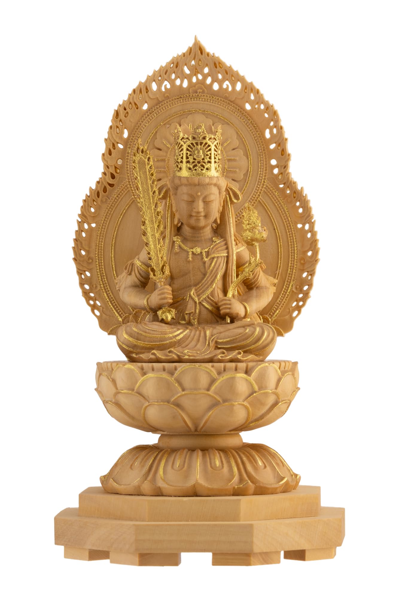 

Миниатюрная статуэтка Будды Кокудзо Босацу 11 см, деревянное украшение, Кокудзо Босацу (дерево самшит, отделка золотой пылью) - статуя, фигура, резьба, (ГСБ