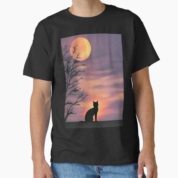 A Beautiful Sunset With A Cat Silhouette Classic Made In Usaaus Tshirt S2xl S