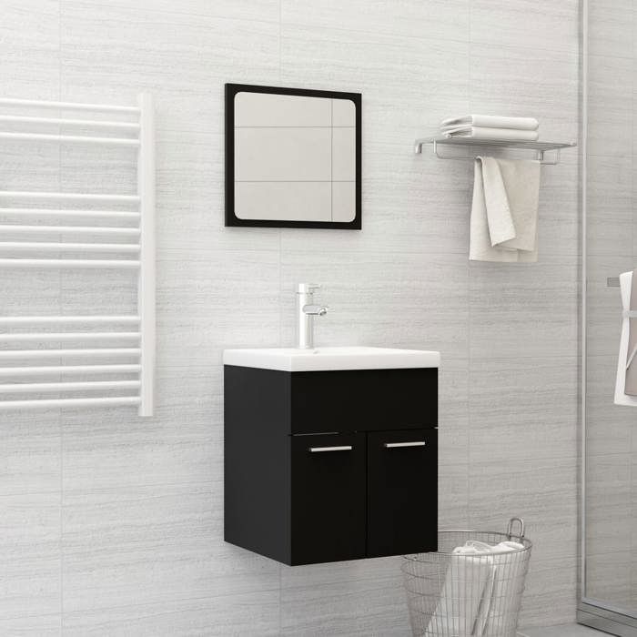 VidaXL Ensemble de Meubles de Salle de Bain Armoire de Rangement Miroir Mural Placard de Toilette Armoire d'Evier et Lavabo 3071307