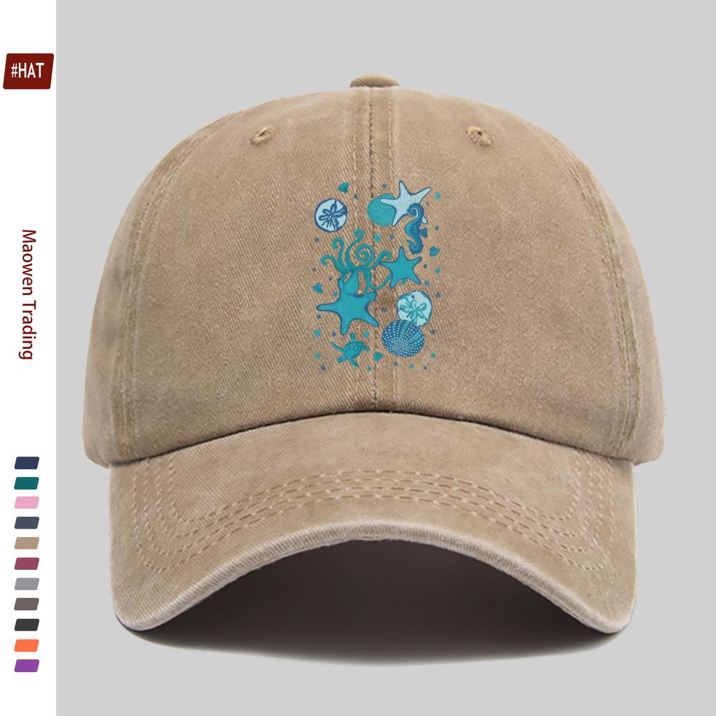 pc Marine Life Pattern Design Printed Baseball Cap Suitable for Spring Summer Printed Decorative Hat MultiColor Optional Co