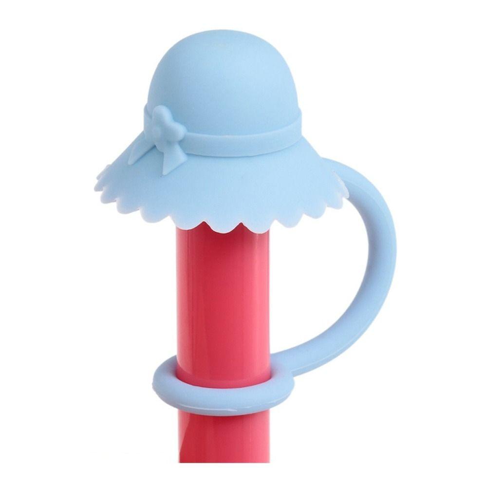 Reusable Silicone Straw Plug Hat Shaped Straw Toppers Drinking Straw Tips Lids Cup Accessories