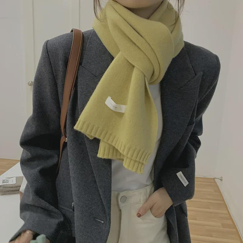 Feiding Fei Koreanischer Stil Einfarbiger Gestrickter Wollschal für Studenten