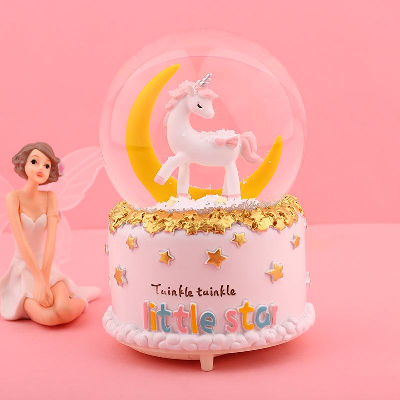 Unicorn Crystal Ball Music Box - Snowing Music Gift for Girls' Birthdays, Best Friends, and Classmates