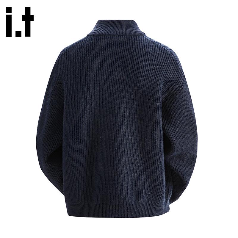 CHOCOOLATEit Men's Stand Collar Loose Knit Cardigan Sweater