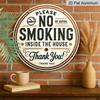 2D Flat, 1pc Round Aluminum Hanging Sign, "No Smoking Or Vaping Inside The House" Warning Text No Cigarette Icon Print, Suitable for Hotel Home Cafe