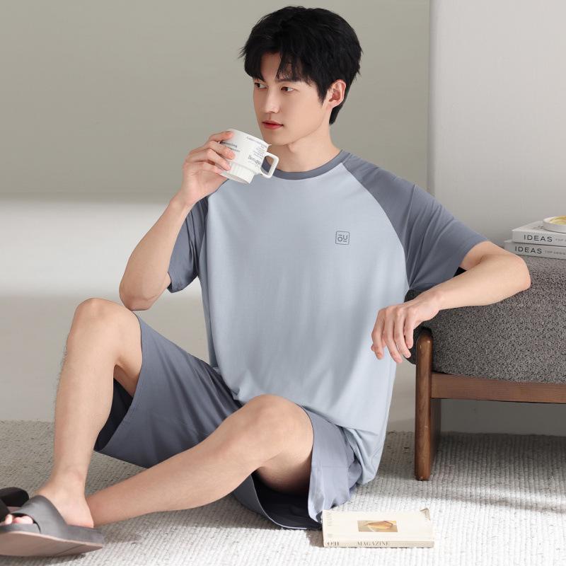 New 2026 Men's Modal Short Sleeve Pajama Set – Cool, Lightweight Summer Wear for Home or Outdoors