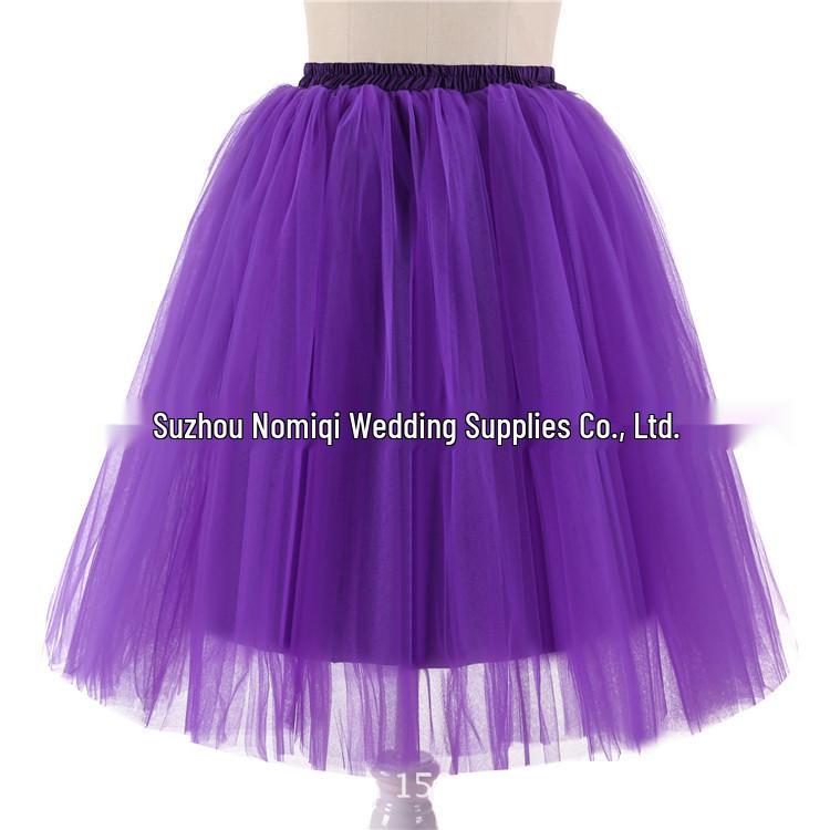 Elegant Five-Layer Tulle Half-Length Puffy Skirt - 65cm Long