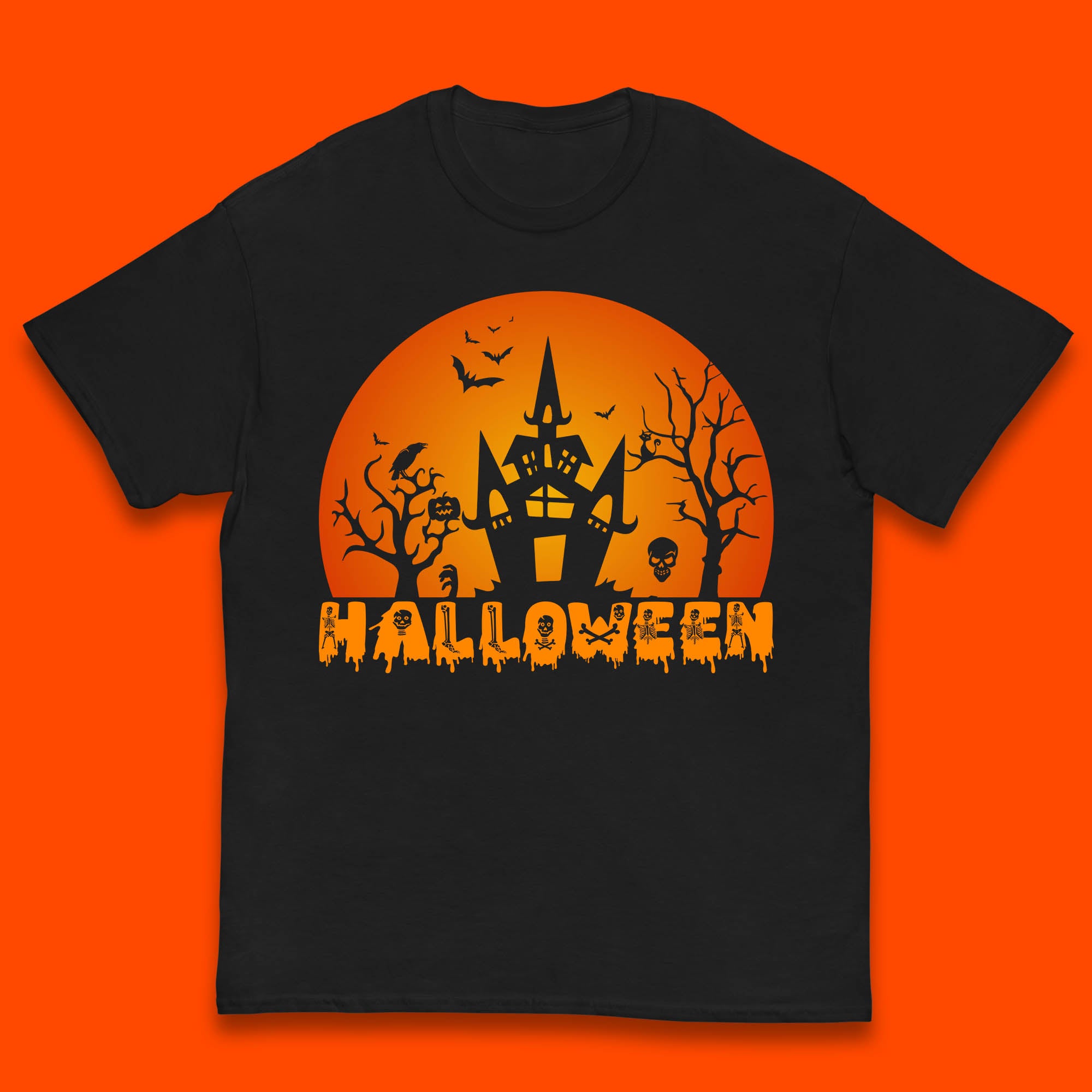 

Halloween Horror Scary Hunted House Scary Spooky Night Festive Gift Kids T Shirt 150