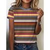 T-shirt a maniche corte con stampa di lettere, girocollo - Donna, casual, estiva, primaverile, vestibilità rilassata