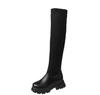 Women Thick Sole Boots 2024 Autumn Winter Breathable Knitting Sock Ladies Thigh High Boots Stretch Round Toe Shoes Plus Size 43