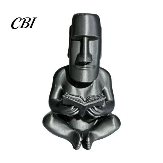 Miniature Reading Statue 3D Printed Moai Figurine Ornament, Cross-Legged Sitting Desktop Fine Detail Palm Decoration, Creative Sculpture, Unique Gift серый