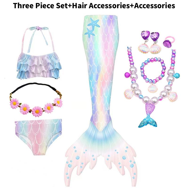 Kids Tail Mermaid For Girls Ariel Swimsuit Birthday Outdoor Pool Clothing Party