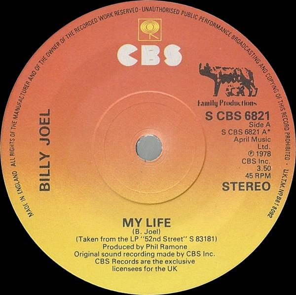

7inch Record BILLY JOEL - My Life SCBS6821 CBS 1978 UK Rock Used
