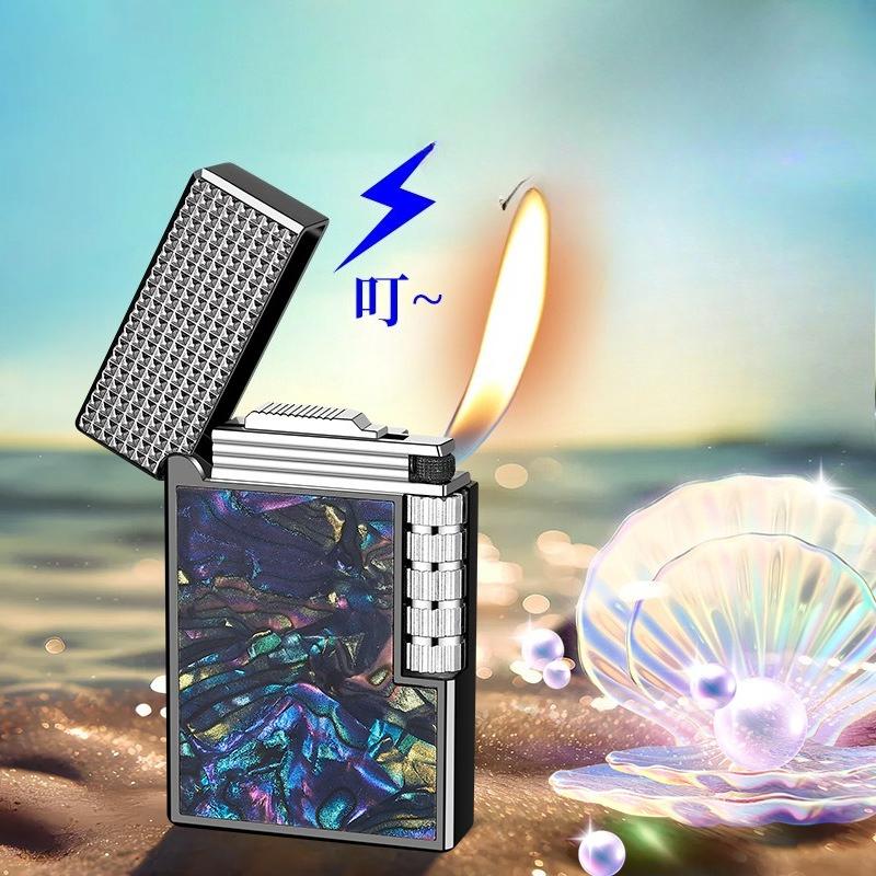 New Kalucai Shell Self-igniting Lighter Side Slide Wheel Self-Inflating High-End Retro Gift for Boyfriend