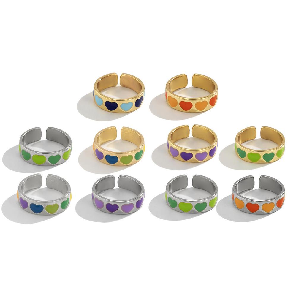 Accessori, Anello Semplice a Stella Aperto, Anello a Cuore di Pesca Gocciolante Macaron Dolce e Fresco per Donna