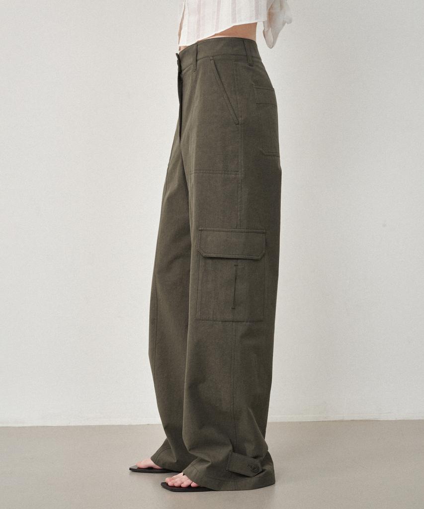 OSTKAKA Wide Cotton Cargo Pants Khaki