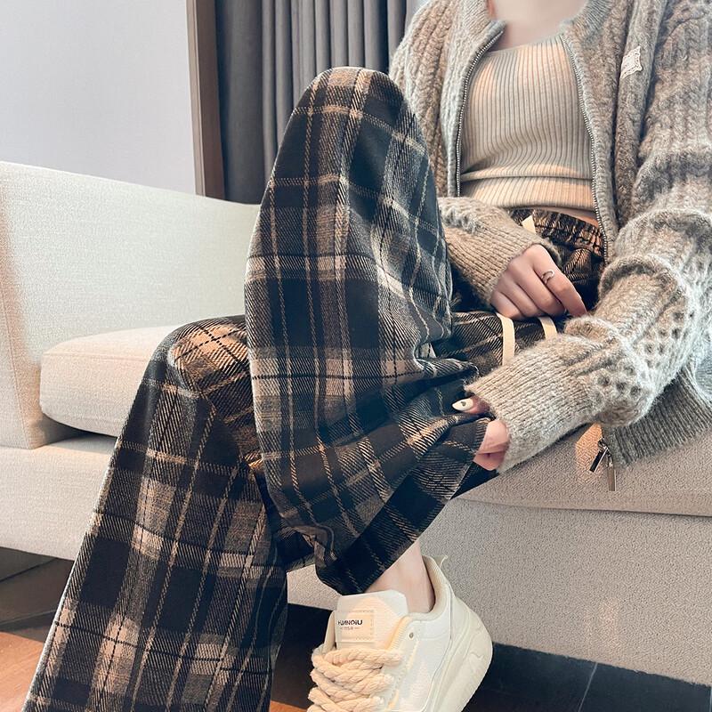 

TonLion Women s Fleece-Lined Plaid Pants S