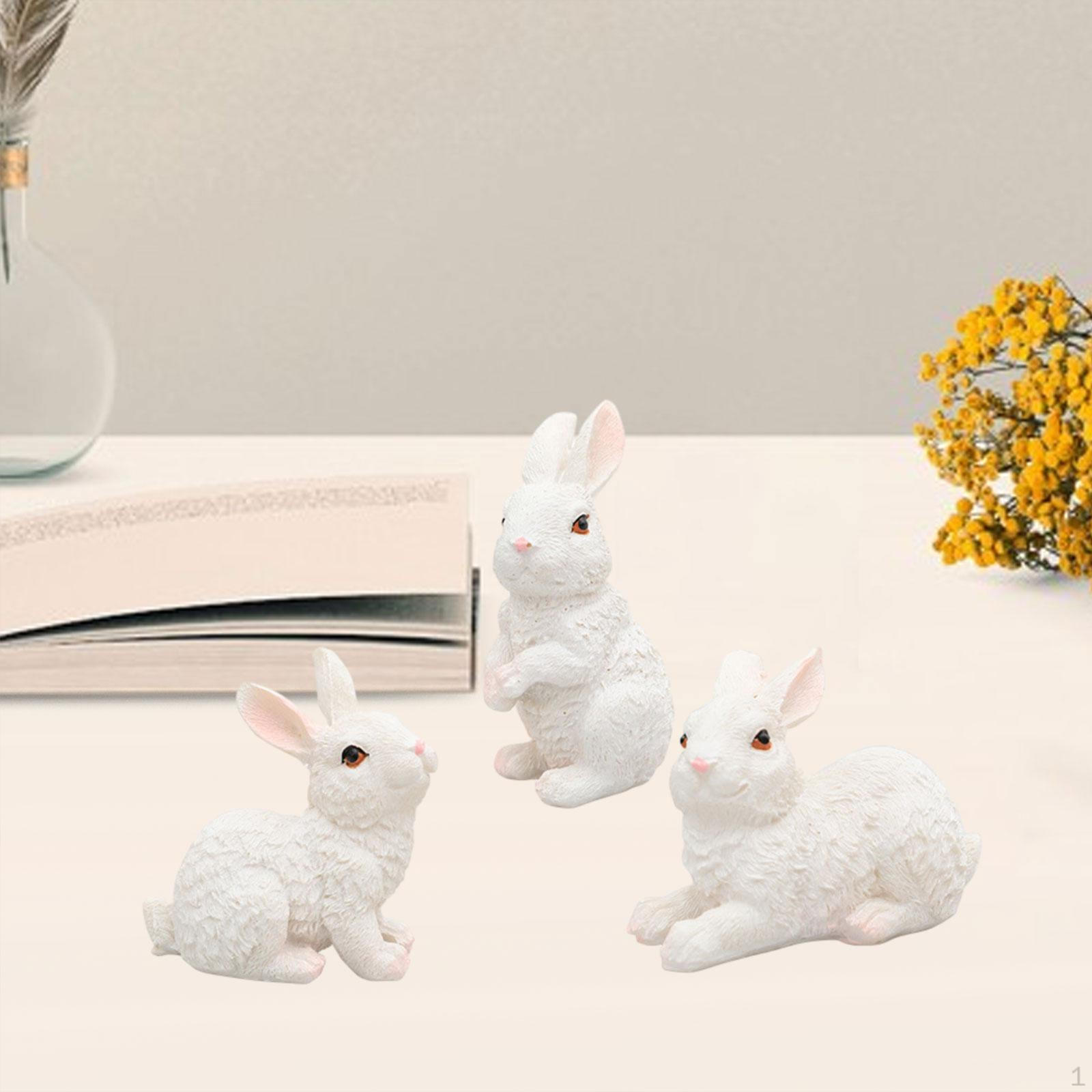 

Set of 3 Easter Figurine Miniature Ornament Handcrafted Party Favor Realistic Animal