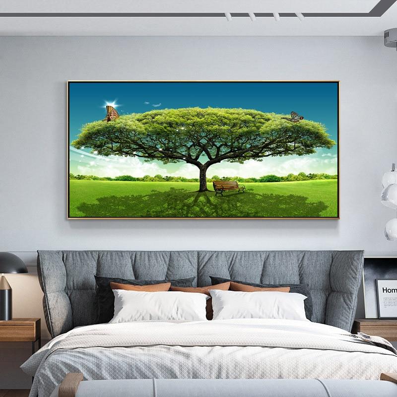 Pintura de flores de paisaje de viento, decoración de arte de la pared, decoración minimalista nórdica, póster, imagen, pintura para decoración del hogar y sala de estar