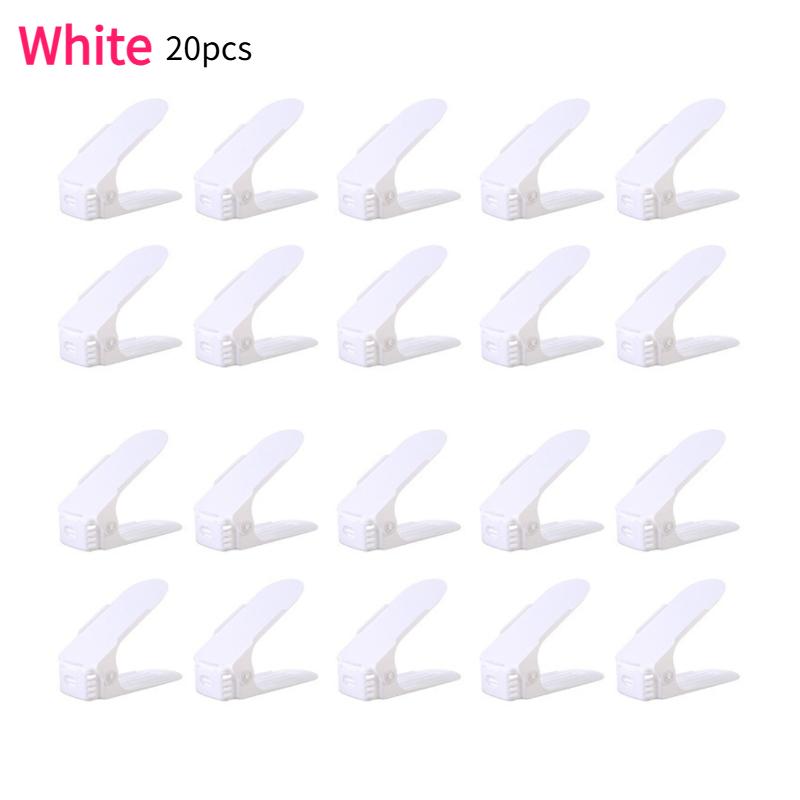 

20pcs Double Layer Shoe Rack Storage Organizer Shelf Adjustable Plastic Foldable Shoe Storage Rack Set for Cabinet Space Saving