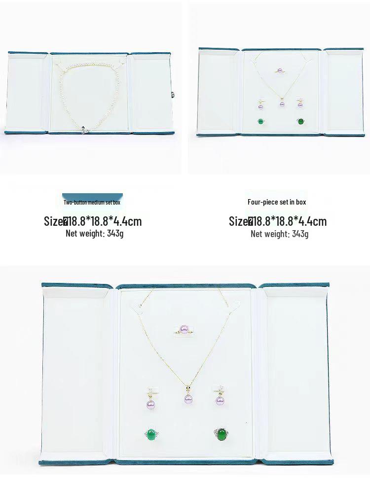 Luxury Velvet Double-Opening Jewelry Storage Box for Rings, Pendants, Bracelets, and Necklaces