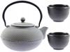 KETTLE 1.5 L CAST IRON TEAPOT STRAINER TEA INFuser SET + 2x CUPS