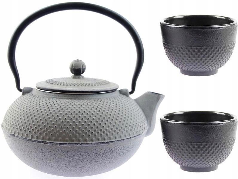 KETTLE 1.5 L CAST IRON TEAPOT STRAINER TEA INFuser SET + 2x CUPS