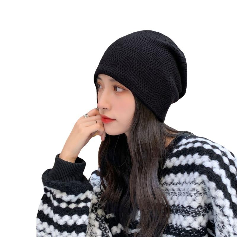 Knitted Pile Hat Children Spring and Autumn Casual Versatile Big Head Circumference Showing Face Small Pullover Cold Hat Confinement Baotou Hat