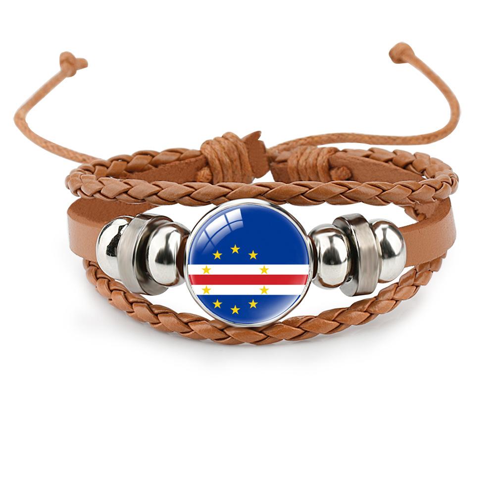 World Cup Leather Bracelet National Flag Soccer Match Souvenir  Adjustable Cowhide Woven Bracelet for Men Women,Sports  Fan Accessories