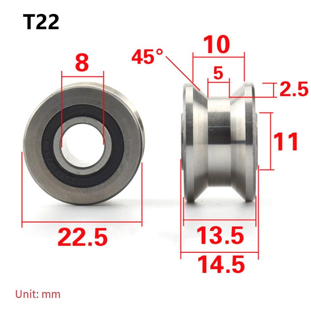 

U22 T22 Groove Round Bottom Track Pulley Sliding Roller Bearing 8x22.5x14.5mm For Linear Motion Systems
