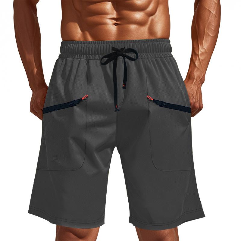Herren Schnelltrocknende Leichte Wander-Shorts mit Reißverschlusstaschen - Feuchtigkeitstransportierende Gym Lauf-Outdoor-Sport-Shorts