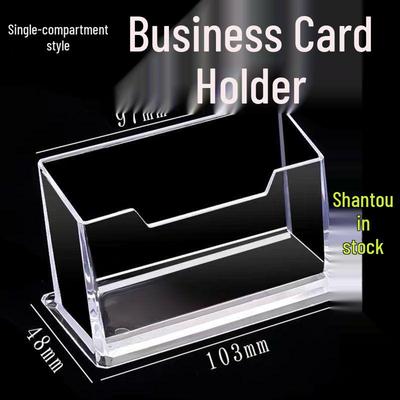 Transparent Acrylic Business Card Holder - Simple Office Desktop Stand with Single Slot Storage