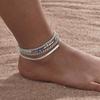Silver Color Anklet Bracelets for Women Waterproof, Stainless Steel Layered Cuban Chain Herringbone Anklets Summer Beach Gift