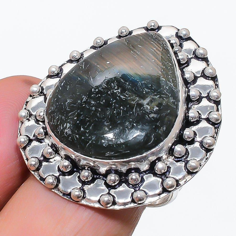 Labradorite Gemstone 925 Sterling Silver Jewelry Ring Size 8.5