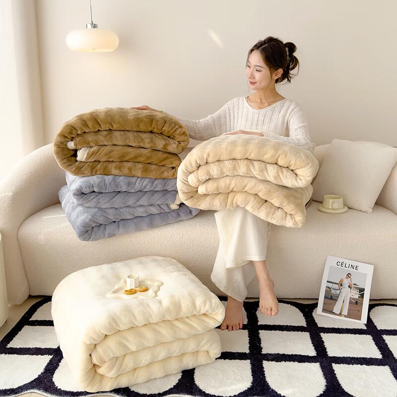 LISM Faux Rabbit Fur Bubble Throw Blanket