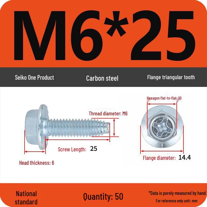 Grade 10.9 Galvanized Hex Flange Anti-slip Self-locking Triangular Thread Self-tapping Screw