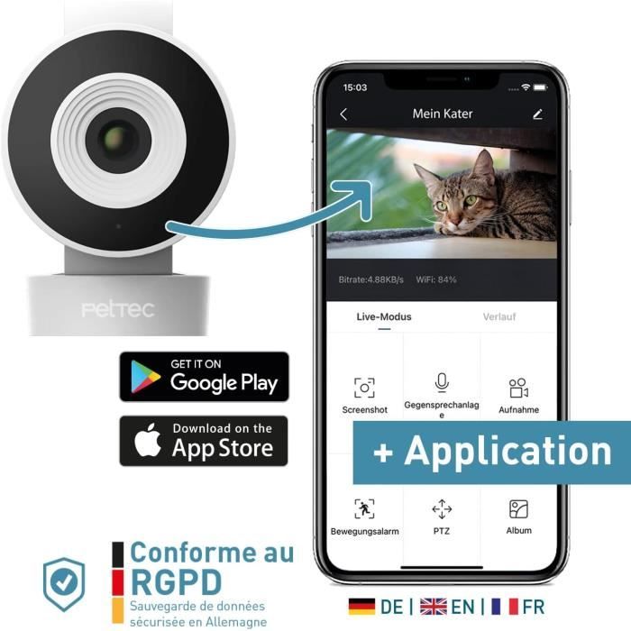 PetTec Cam Lite - Kamera pro domácí mazlíčky bez předplatného