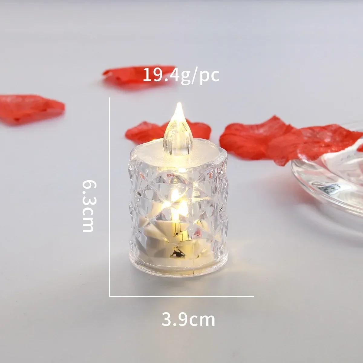 

3Pack LED Crystal Candle Light Flameless Candle Light Electronic Night Lamp Dating Party Holiday Home Wedding Decoration 6.3cm