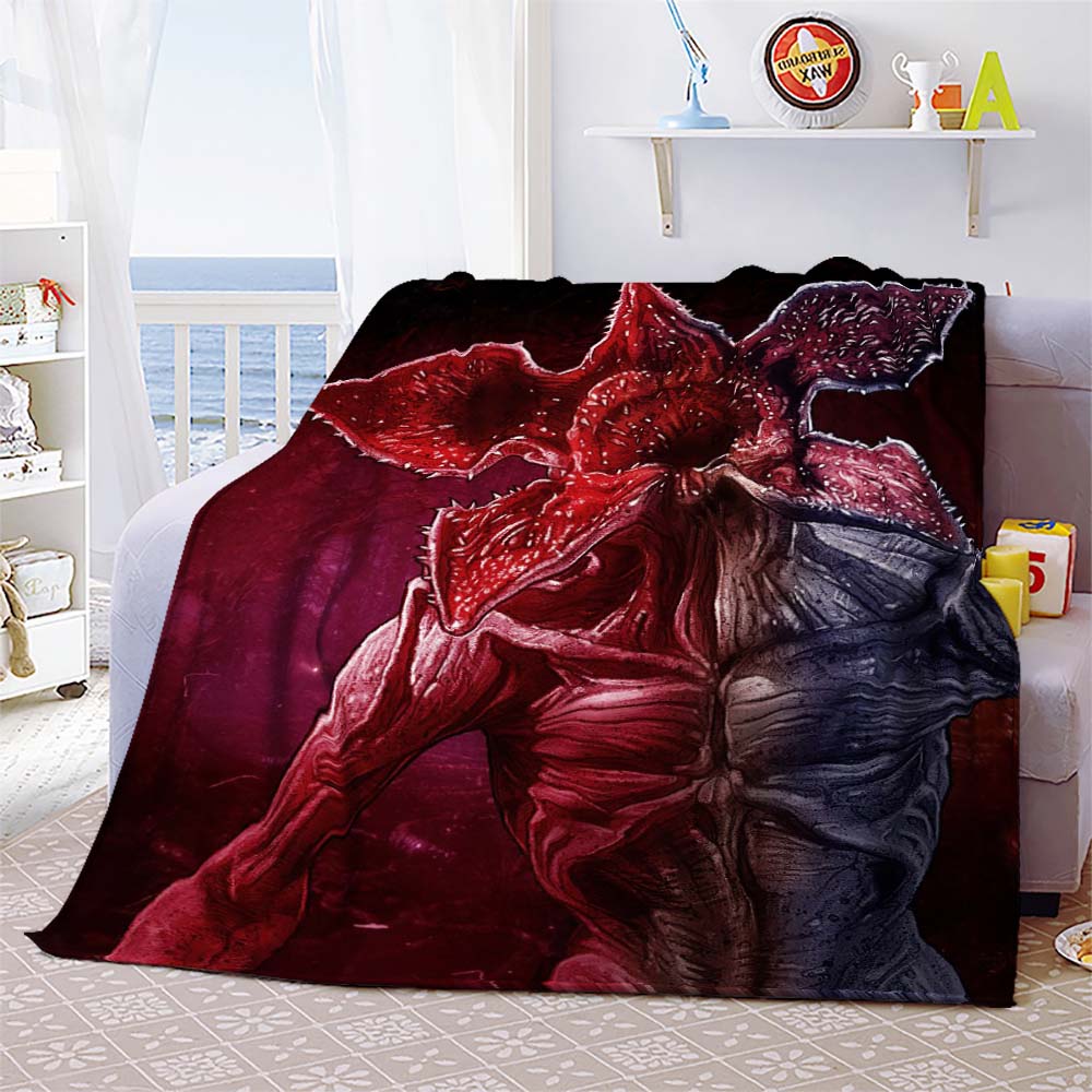 Vecna Stranger Things Mind Flayer Demogorgon Throw Blanket Cover Flannel Beds Sofa Bed Sheet Soft Bedding Room Decor Fans Gift