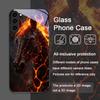 Kreatywne etui ze szkła hartowanego z wzorem czarnego konia i płomieni dla Samsung Galaxy S25 Ultra S24 S23 Plus S22+ S21 S20 FE 5G