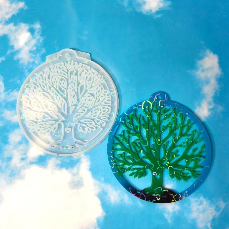Round Branch Resin Mold Silicone Casting Mold with Leaf Cutout Details, Easy Release Design for DIY Hanging Ornament and Handmade Craft Use